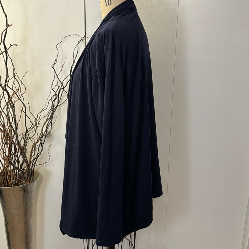 Long sleeve Navy Ruffle Open Front Cardigan Sweater - Picture 3 of 7